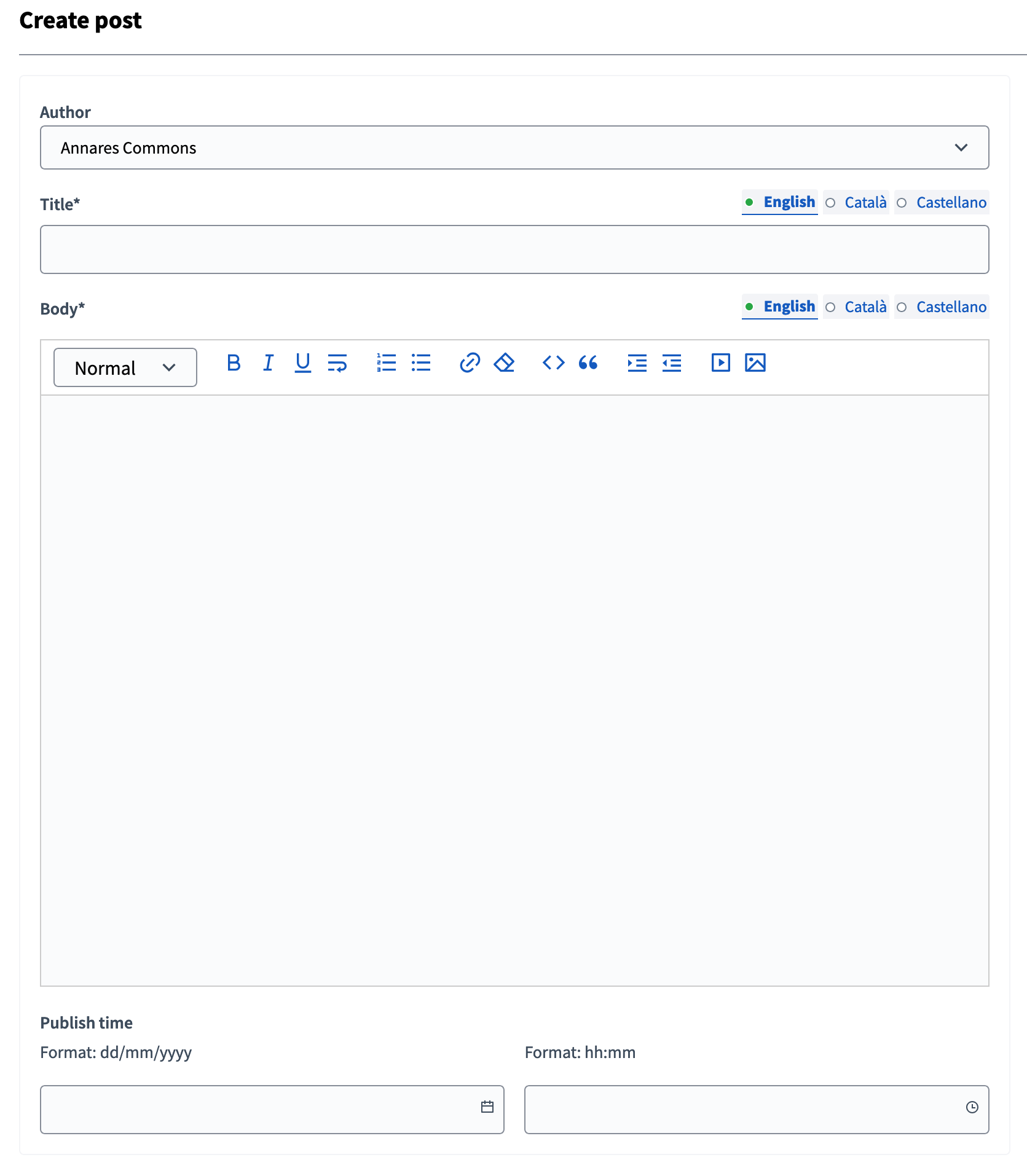 Neues Beitragsformular