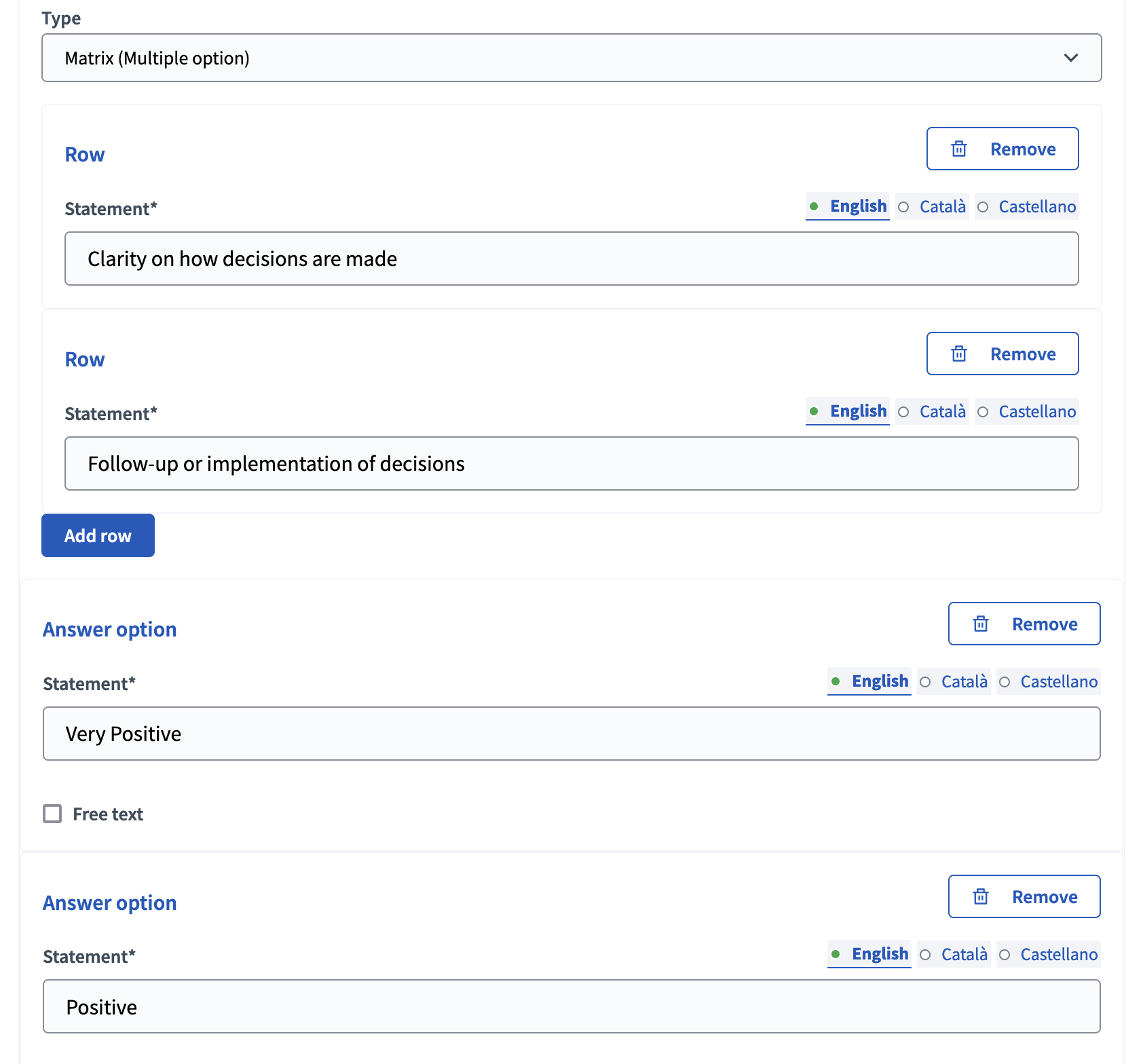 Matrix (Multiple Option) Typ - backend